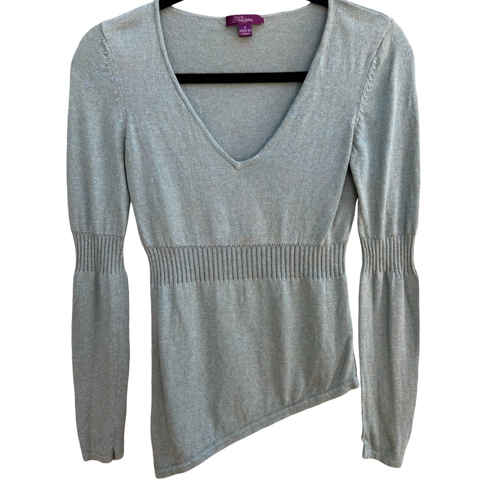 Filippa Y2K Mermaidcore Fairycore Whimsigoth Boho Asymmetric Hem‎ Knit Sweater S